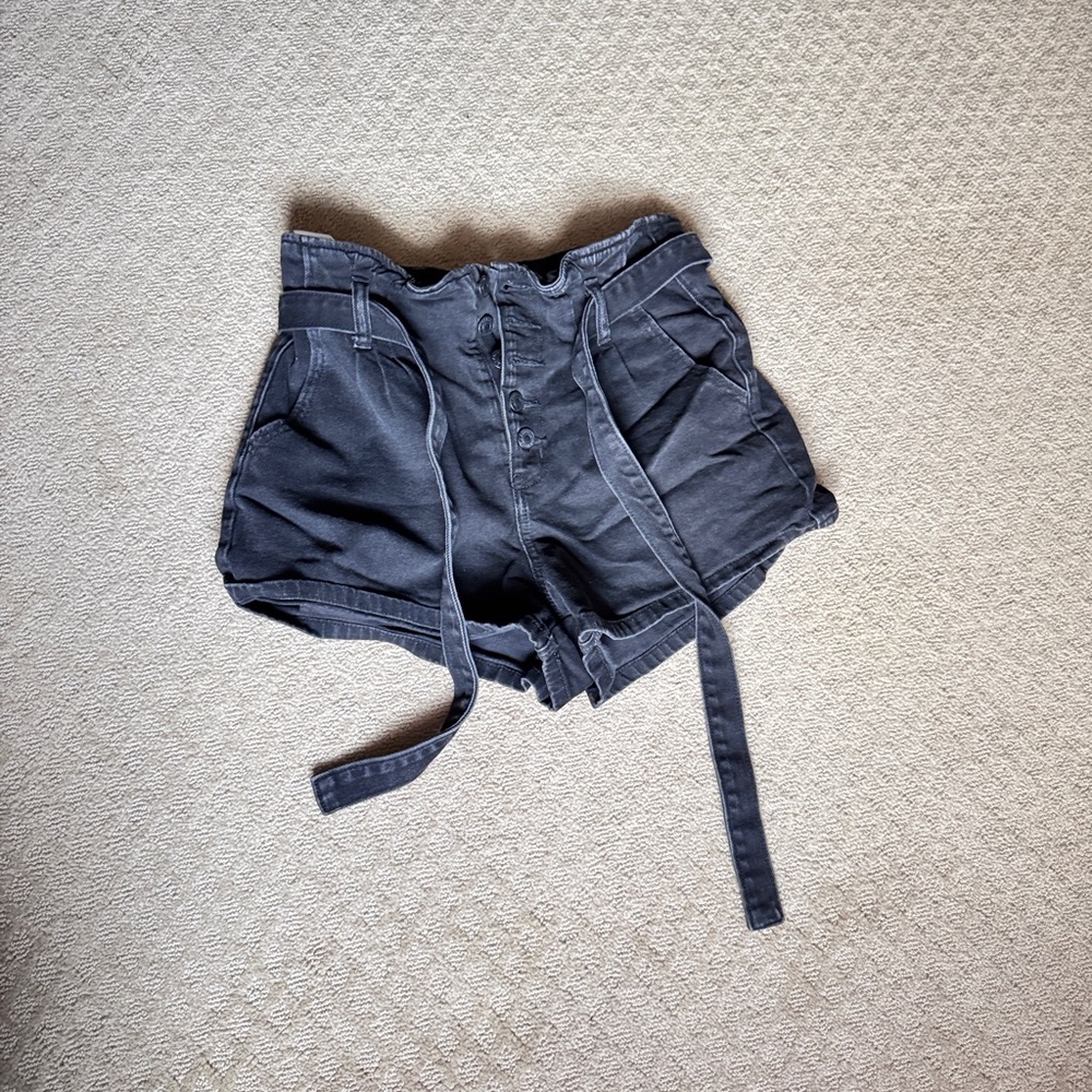 American Eagle Outfitters Charcoal High-Waisted Shorts